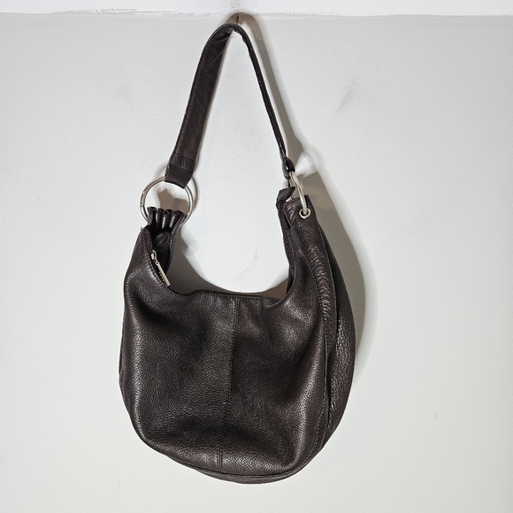 Hobo International Original Slouch Bag Brown Leather Silver Rings Single Strap - Picture 1 of 9